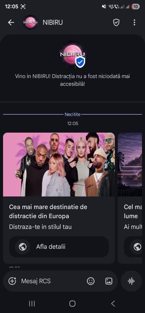 Mesaj RCS cu carusel promotional